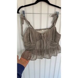 Gingham plaid fairy core tank crop top cowgirl western cottagecore babydoll boho